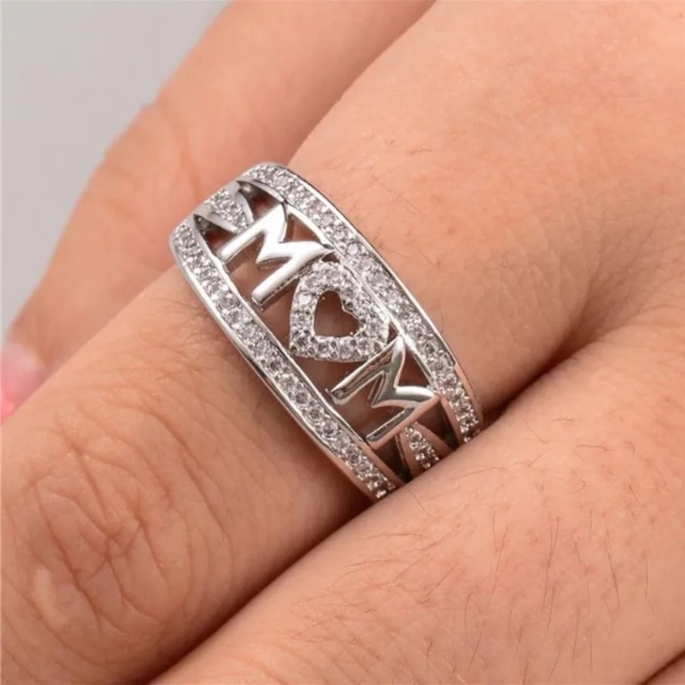 Mother’s Ring 925 Silver Filled White Sapphire